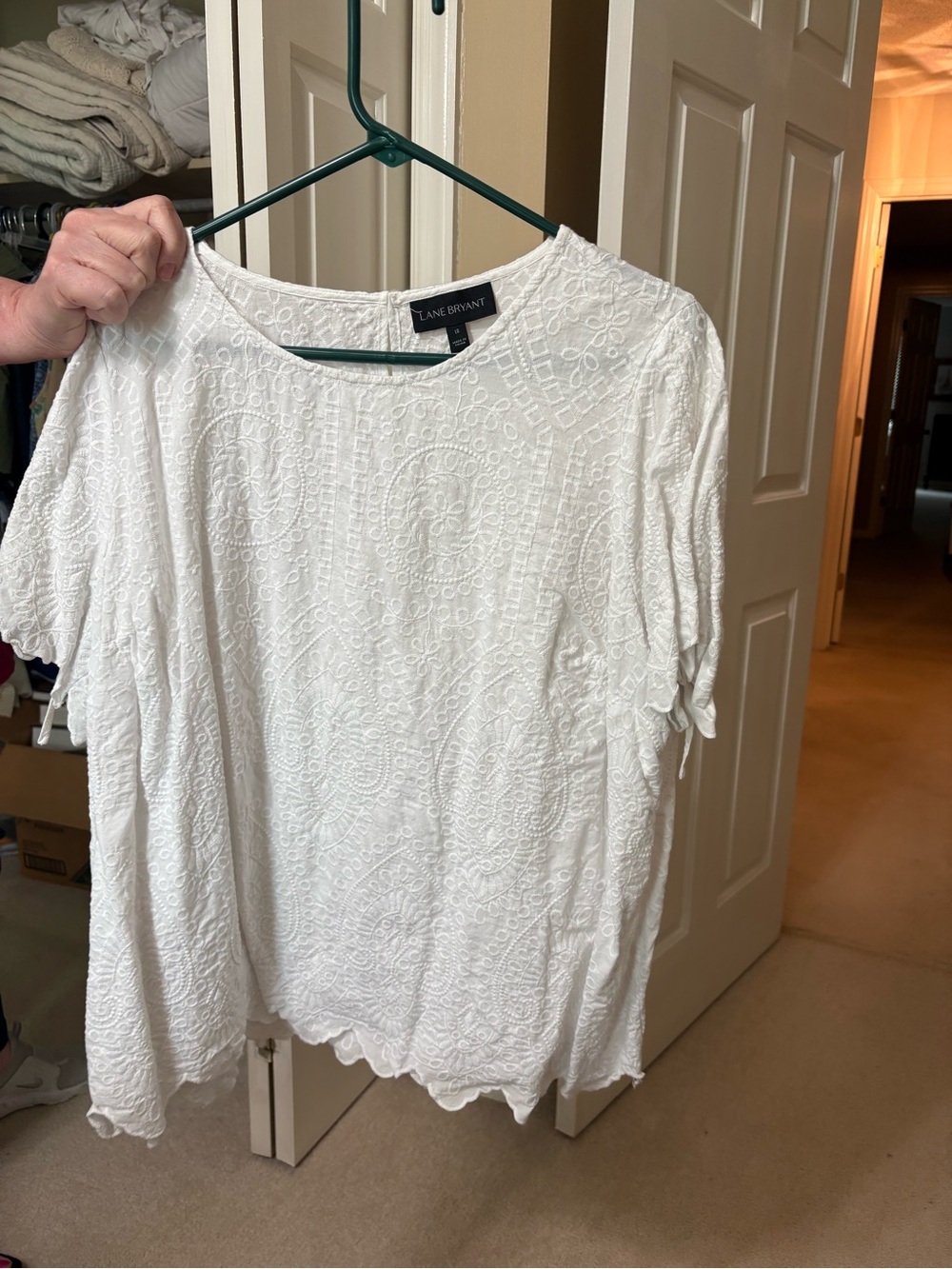 Lane Bryant White Eyelet Short-Sleeve Blouse